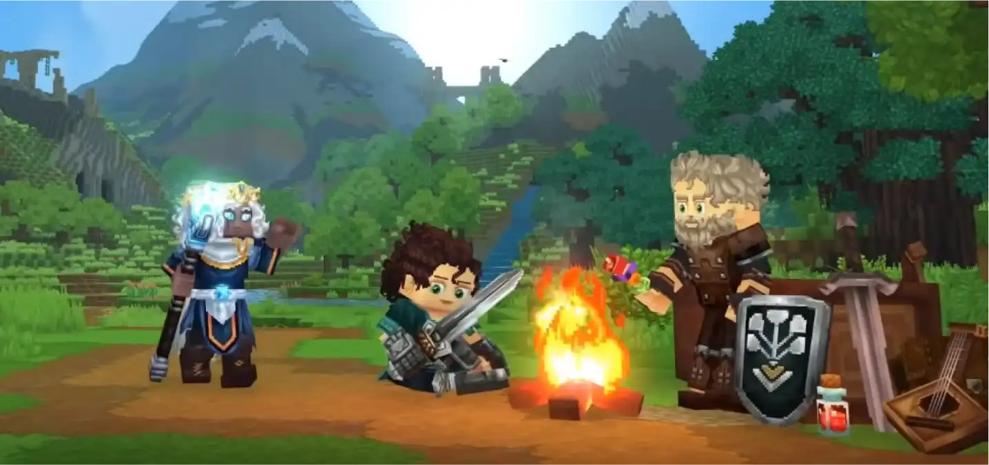 hytale characters by the fire